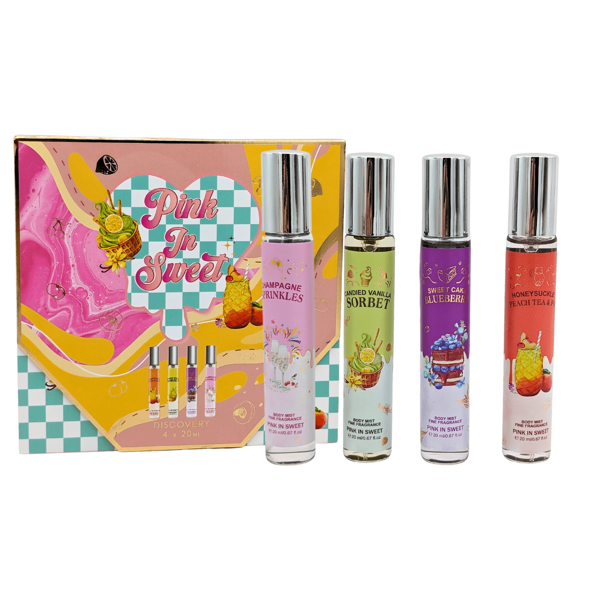 Set de body Pink in Sweet 4pcs Peach, Sorbet, Blueberry y Sprinkles 20ml - AjSilesB0060-FC